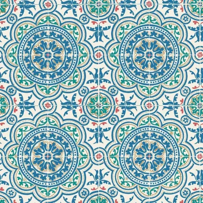 Piccadilly wallpaper in Denim & Rouge on Chalk