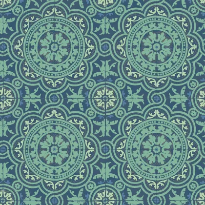 Piccadilly wallpaper in Teal & Ink