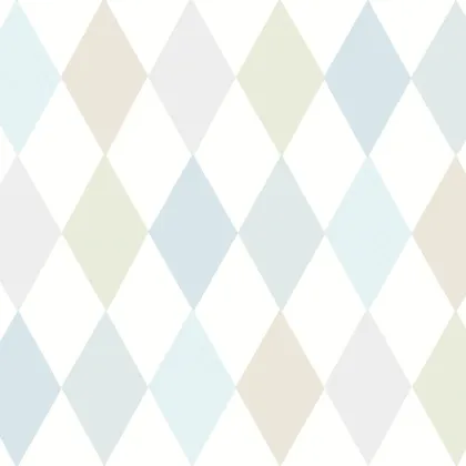 Punchinello wallpaper in Power Blue, Seafoam & Grey on Chalk