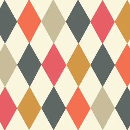 Punchinello wallpaper in Reds & Charcoal on Parchment