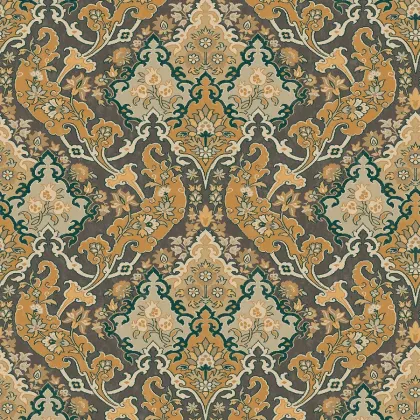 Pushkin wallpaper in Stone & Ginger on Soot