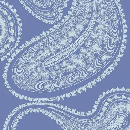 Rajapur Flock wallpaper in Hyacinth Blue & White