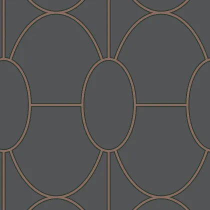 Riviera wallpaper in Metallic Bronze on Charcoal