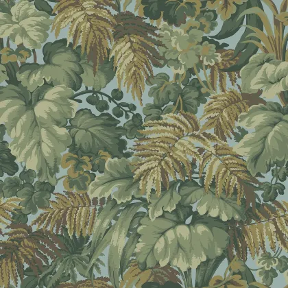 Royal Fernery wallpaper in Khaki, Sage & Print Room Blue