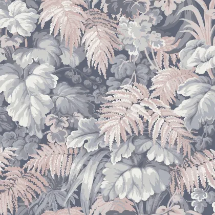 Royal Fernery wallpaper in Lilac Grey & Ballet Slipper