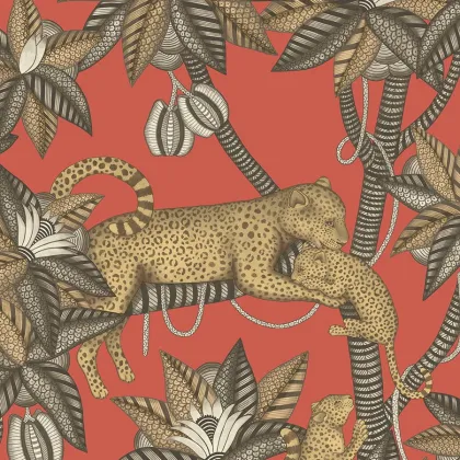 Satara wallpaper in Soot & Metallic Gold on Rouge