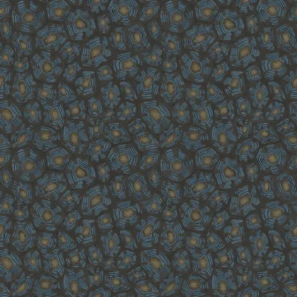 Savanna Shell wallpaper in Denim, Charcoal & Metallic Gold