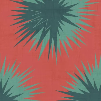 Soft Thistle wallpaper in Blood Orange & Viridian