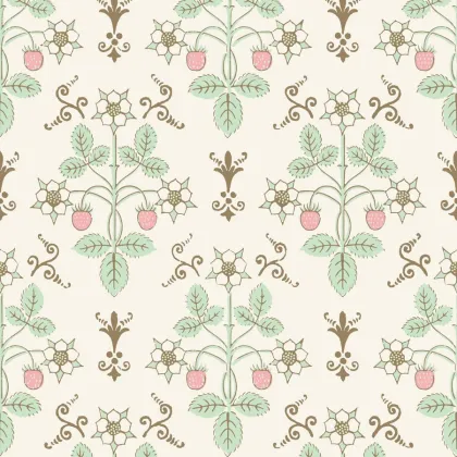 Strawberry wallpaper in Blush & Mint on Pastel