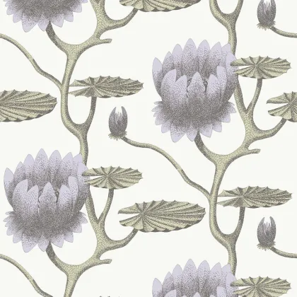 Summer Lily wallpaper in Soft Purple on White