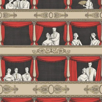Teatro wallpaper in Linen & Rouge