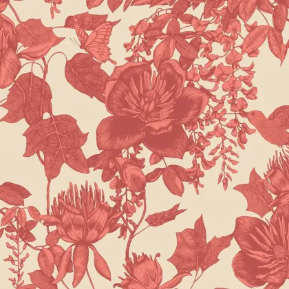 Tivoli wallpaper in Red on Cream