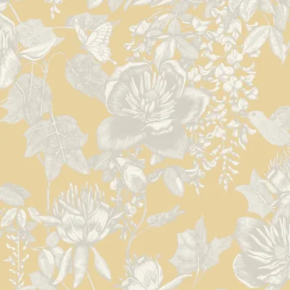 Tivoli wallpaper in White on Ochre