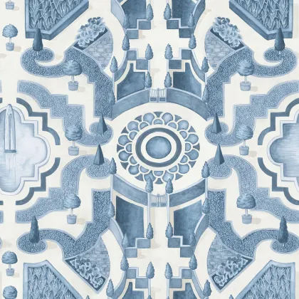 Topiary wallpaper in China Blue