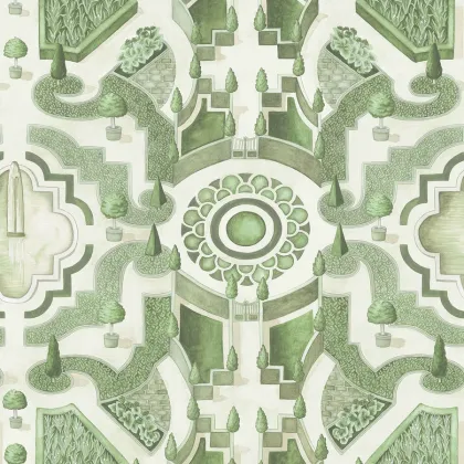 Topiary wallpaper in Olive Green