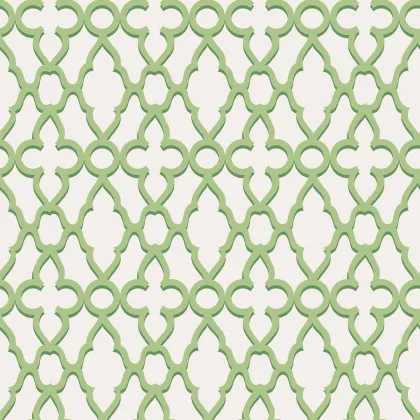 Treillage wallpaper in Leaf Green on Chalk