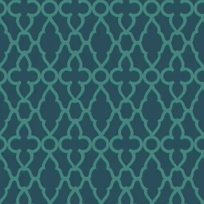 Treillage wallpaper in Viridian on Ink