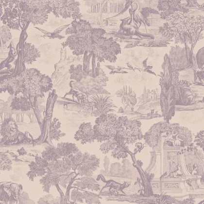 Versailles wallpaper in Lilac Grey on Dove