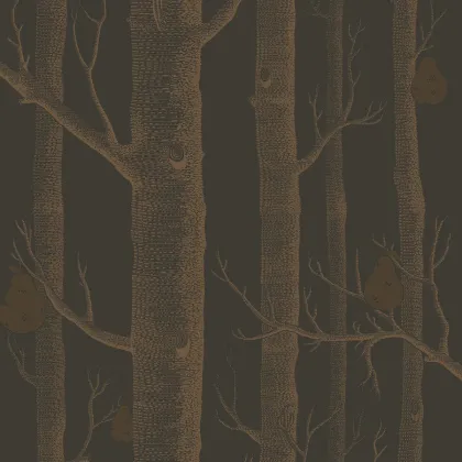 Woods & Pears wallpaper in Metallic Bronze on Charcoal