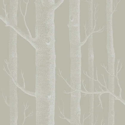 Woods wallpaper in White on Old Olive