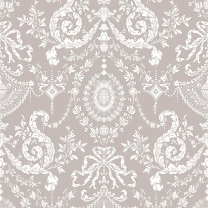 Woolverston wallpaper in Chalk on Metallic Gilver