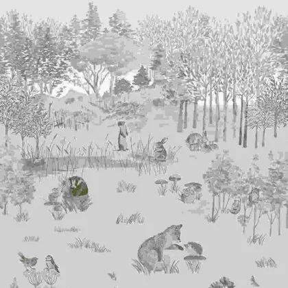 Potter's Woodland wallpaper in Stone