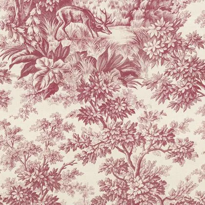 Stag Toile wallpaper in Burgundy